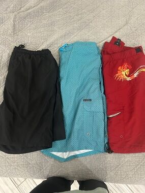 Nautica Black, Teal & Red Men’s Swim Board Shorts Set